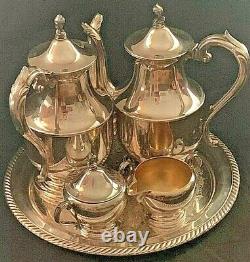 ANTIQUE 1881 Rogers Tea Set Silver Plated Serving Tray VINTAGE 5pc