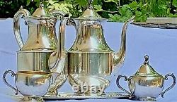 ANTIQUE 1881 Rogers Tea Set Silver Plated Serving Tray VINTAGE 5pc