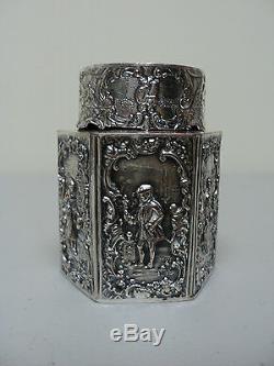 ANTIQUE E. G. WEBSTER & SON SILVER PLATED 6-SIDED TEA CADDY, c. 1900