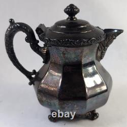 ANTIQUE Hamilton MFGCo Quadruple Plate New York Silver Tea Pot 63, 11 OZ