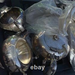 ANTIQUE ONEIDA COMMUNITY PLATE GROSVENOR SILVER PLATE TEA SET, Plus Pyrexx Tray