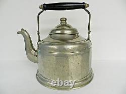 ANTIQUE SILVER PLATE ON COPPER (or BRASS) U. S. S. #24 LARGE TEA POT (MOVIE PROP)