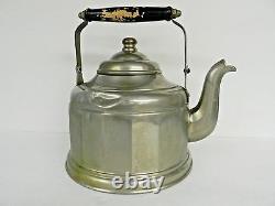 ANTIQUE SILVER PLATE ON COPPER (or BRASS) U. S. S. #24 LARGE TEA POT (MOVIE PROP)