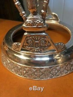 ANTIQUE SILVER TILTING TEA POT CHOCOLATE POT COFFEE POT, WARMER, with STAND, CUP