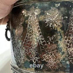 ANTIQUE Silver Plate Tea Caddy Jar Lion handles England Cross Stamp