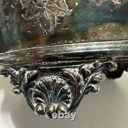 ANTIQUE Silver Plate Tea Caddy Jar Lion handles England Cross Stamp