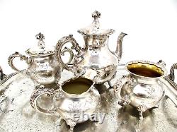 ANTIQUE Van Bergh Silver Plate Co 486 Rochester NY 6pc Tea/Coffee Set & Tray