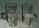 Antque Christofle France Silverplate Tea Toddy Glass Holders With Crystal Inserts