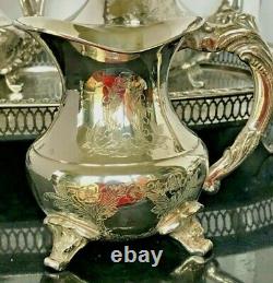 ANTQUE Victorian Art Nouveau Silver Plate COFFEE & TEA Pots Sugar Creamer & Tray