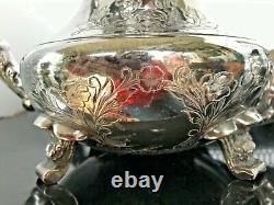 ANTQUE Victorian Art Nouveau Silver Plate COFFEE & TEA Pots Sugar Creamer & Tray