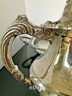 ANTQUE Victorian Art Nouveau Silver Plate COFFEE & TEA Pots Sugar Creamer & Tray