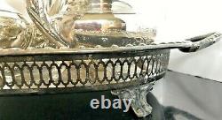 ANTQUE Victorian Art Nouveau Silver Plate COFFEE & TEA Pots Sugar Creamer & Tray