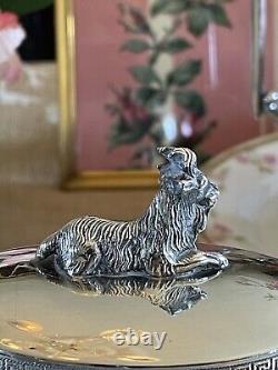 ANTQ Silverplate GOAT Greek Key 4 Pcs Tea Set Reed & Barton Monogram GOTHIC