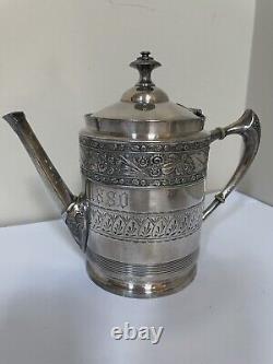 AQ Middletown PlateCo Hard White Metal Quadruple Silver Plate Coffee/Tea Pot Set