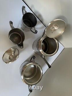 AQ Middletown PlateCo Hard White Metal Quadruple Silver Plate Coffee/Tea Pot Set