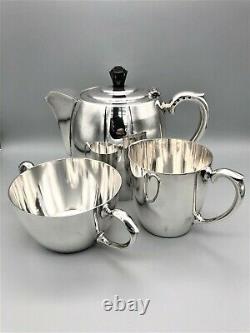 ART DECO SILVER PLATE 3 PIECE TEA SET & TRAY, c. 1930s/40s