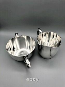 ART DECO SILVER PLATE 3 PIECE TEA SET & TRAY, c. 1930s/40s