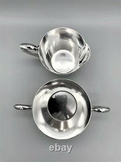 ART DECO SILVER PLATE 3 PIECE TEA SET & TRAY, c. 1930s/40s