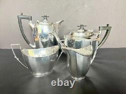 ART DECO SILVER PLATE 4 PIECE TEA SET, MAPPIN & WEBB, SHEFFIELD, c. 1920s/30s