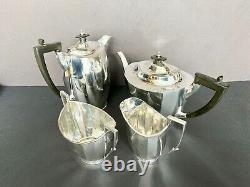 ART DECO SILVER PLATE 4 PIECE TEA SET, MAPPIN & WEBB, SHEFFIELD, c. 1920s/30s