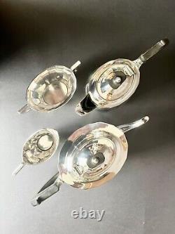 ART DECO SILVER PLATE 4 PIECE TEA SET, MAPPIN & WEBB, SHEFFIELD, c. 1920s/30s