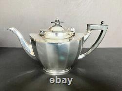 ART DECO SILVER PLATE 4 PIECE TEA SET, MAPPIN & WEBB, SHEFFIELD, c. 1920s/30s