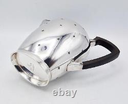 ART DECO SPACE AGE SILVER PLATED FOUR-PIECE TEA SET c1950 STAR PATTERN