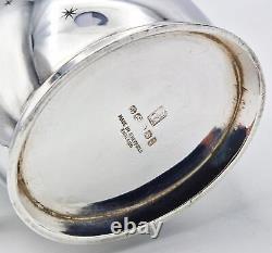 ART DECO SPACE AGE SILVER PLATED FOUR-PIECE TEA SET c1950 STAR PATTERN