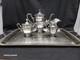 Art Deco Silverplate Tea Set Sugar, Creamer Tray Hand Made Beaded 1930s Germany