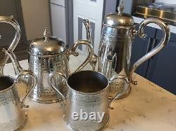 A SUPERB ANTIQUE 5-PIECE SILVER PLATED TEA / COFFEE SET, WILLIAM DOWLER & Sons