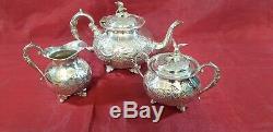 A Victorian Silver Plated Tea Set With Respoused Patterns. Bird Finials. J. Turton