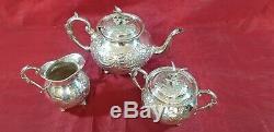 A Victorian Silver Plated Tea Set With Respoused Patterns. Bird Finials. J. Turton
