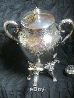 Adelphi Circa 1800s Silverplate HOT WATER KETTLE POT SAMOVAR TEA URN with BURNER