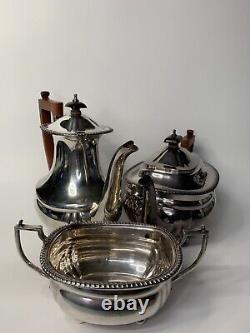 Adie Bros Tea Coffee Pot Art Deco Silver Plate 3 Piece Set Birmingham England