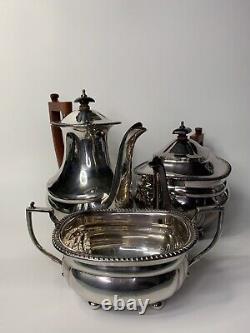 Adie Bros Tea Coffee Pot Art Deco Silver Plate 3 Piece Set Birmingham England