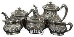 American Silver Plate Co Tea Coffee Set Floral Victorian Simpson Hall Miller