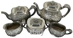 American Silver Plate Co Tea Coffee Set Floral Victorian Simpson Hall Miller