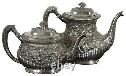 American Silver Plate Co Tea Coffee Set Floral Victorian Simpson Hall Miller