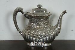 American Silver Plate Co Tea Coffee Set Floral Victorian Simpson Hall Miller