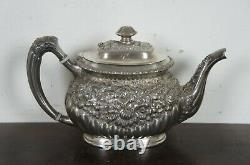 American Silver Plate Co Tea Coffee Set Floral Victorian Simpson Hall Miller