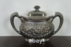 American Silver Plate Co Tea Coffee Set Floral Victorian Simpson Hall Miller