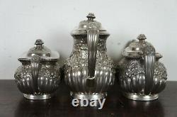 American Silver Plate Co Tea Coffee Set Floral Victorian Simpson Hall Miller