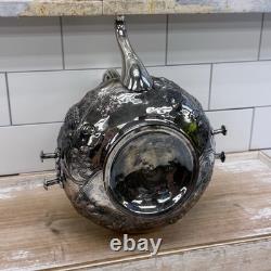 American silverplate Tipping Kettle, Grapevine Antique c. 1900 with burner