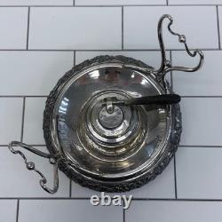 American silverplate Tipping Kettle, Grapevine Antique c. 1900 with burner