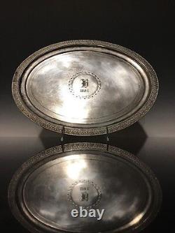 An Antique Silver Plated Dated 1882 Serving Tray Tea Tray