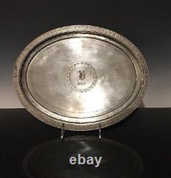 An Antique Silver Plated Dated 1882 Serving Tray Tea Tray