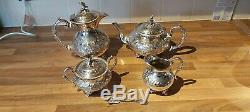 An Antique Silver Plated Tea Set With Embossed Patterns. Eagle Finials. J. Turton