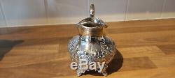An Antique Silver Plated Tea Set With Embossed Patterns. Eagle Finials. J. Turton