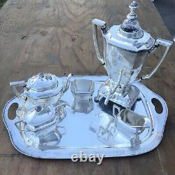 Ancestral Rogers Bros Silver Plated Serving Set Coffee Tea Teapot Dispenser 1847