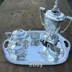 Ancestral Rogers Bros Silver Plated Serving Set Coffee Tea Teapot Dispenser 1847